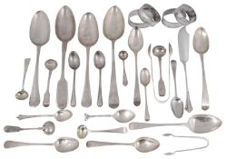 A collection of George III and later silver flatware