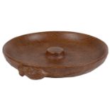 A Robert 'Mouseman' Thompson of Kilburn oak circular pipe ashtray