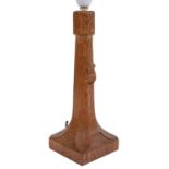 A Robert 'Mouseman' Thompson of Kilburn octagonal oak column table lamp