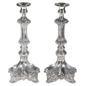 A pair of early Victorian silver plated candlesticks c.1840