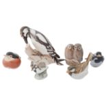 A collection of Royal Copenhagen and Bing & Grondahl porcelain bird figurines