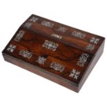 An early Victorian rosewood and mother of pearl inlaid lap desk