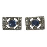 A pair of diamond and sapphire Art Deco earrings
