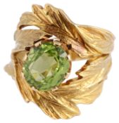 An attractive 18ct gold and olivine ring by Valerie Pitchford