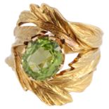 An attractive 18ct gold and olivine ring by Valerie Pitchford