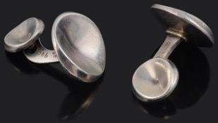 A pair of Georg Jensen silver dimple design circular cufflinks