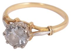 A Continental single stone diamond set ring