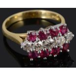 A contemporary ruby and diamond set dress ring by T.O'D Jewels