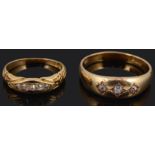 Two Victorian diamond set gypsy rings