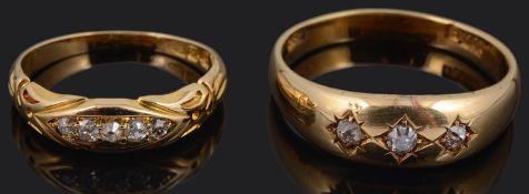 Two Victorian diamond set gypsy rings