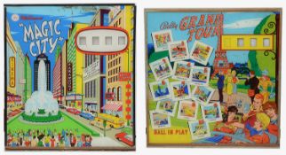 Two 1960s pinball machine back glass panels