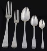 George III and later matched old English pattern silver flatware; others