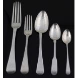 George III and later matched old English pattern silver flatware; others