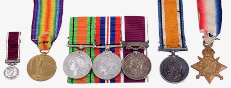 A set of First World War medals and a set of Second World War medals