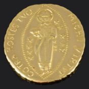 A 22ct gold replica of a Maltese Jean de la Valette, 1557-1568 Zechinno