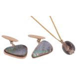 A pair of opal matrix set cufflinks