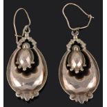 A pair of Victorian yellow metal pendant drop earrings