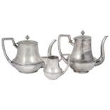 An early 20th century Italian .800 silver tea and coffee pot together with a near matching milk jug
