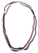 An attractive sapphire, ruby and cultured pearl necklace
