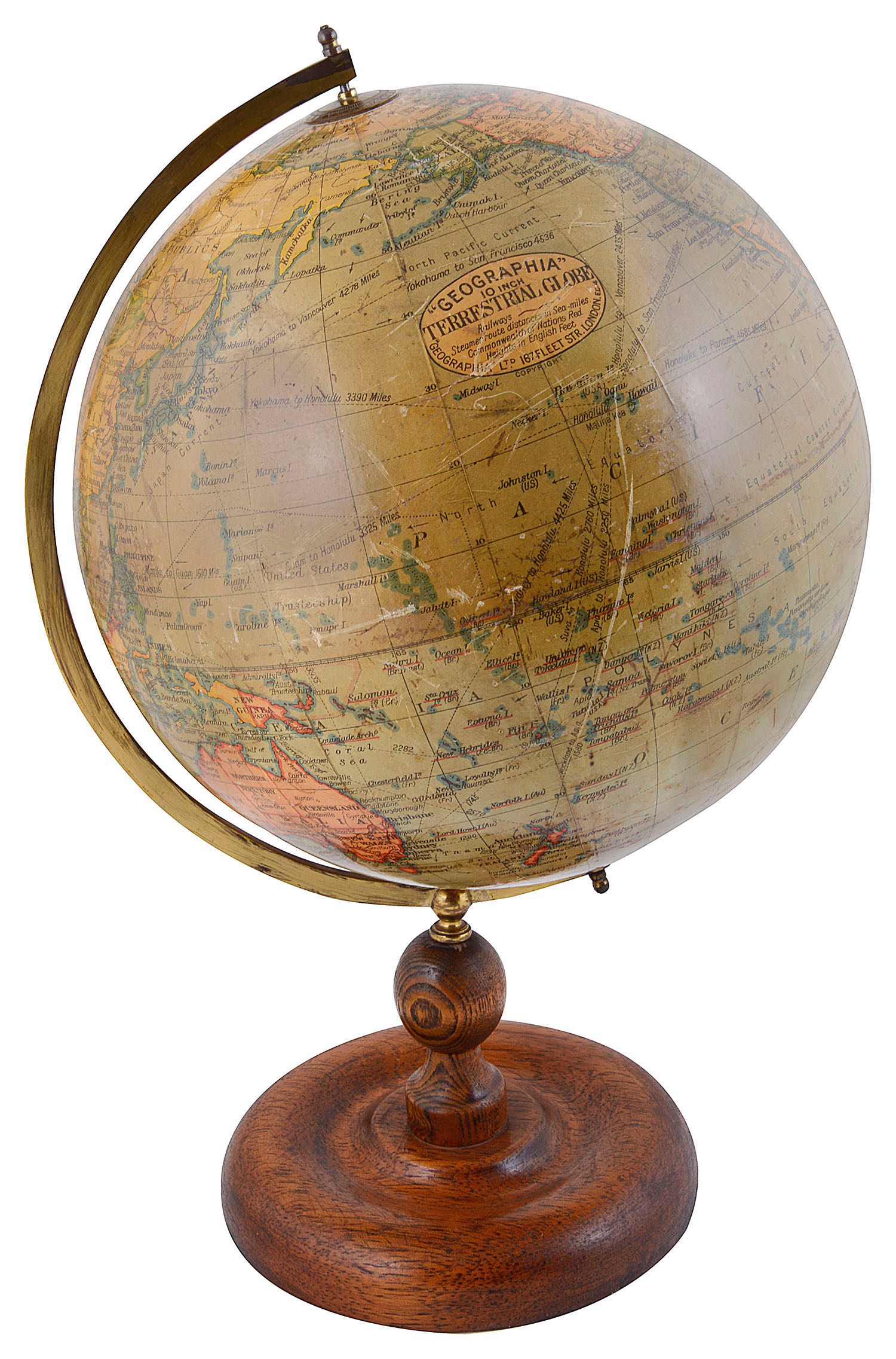 A 10-inch terrestrial globe