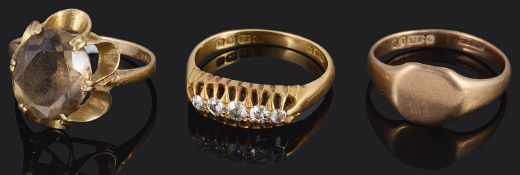 An Edwardian 18ct gold five stone diamond set ring