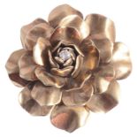 A large Boucheron diamond set floral brooch clip, circa 1940