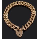An Edwardian 15ct rose gold curb link bracelet