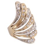 A striking contemporary diamond set fantail design fancy ring