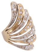 A striking contemporary diamond set fantail design fancy ring