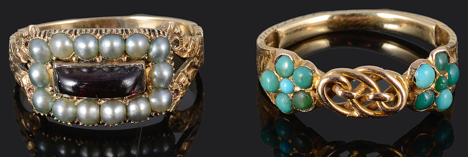 A Victorian turquoise set double forget-me-not ring