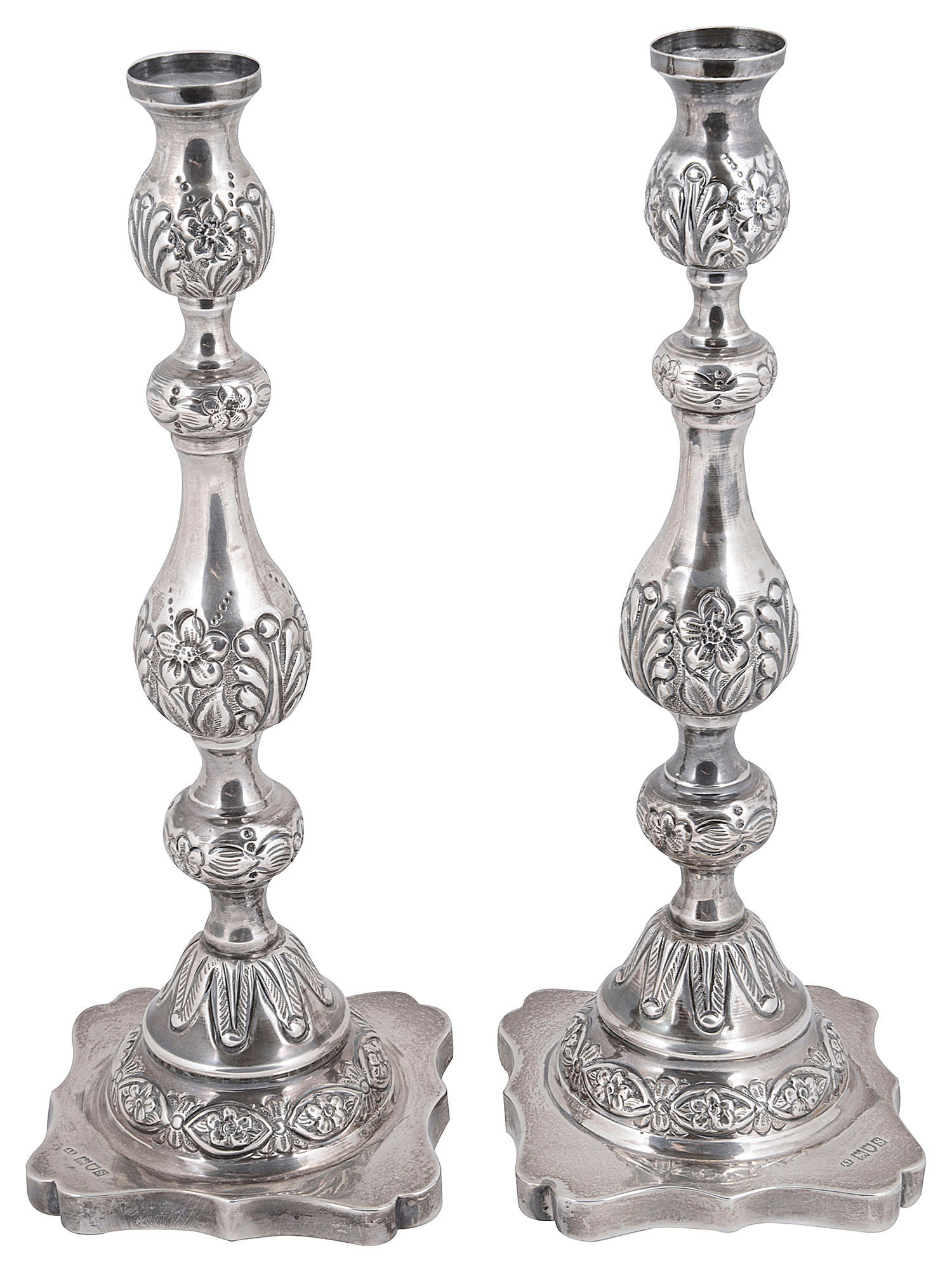 A pair of George V silver Sabbath candlesticks