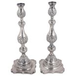 A pair of George V silver Sabbath candlesticks