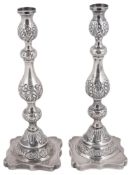 A pair of George V silver Sabbath candlesticks