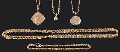 A small collection of gold chains