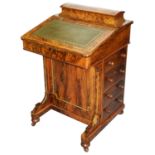 A Victorian burr walnut davenport desk
