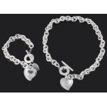 A Tiffany & Co. silver double heart tag necklace and bracelet