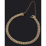 A Continental 18ct gold flat curb link chain bracelet
