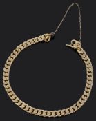 A Continental 18ct gold flat curb link chain bracelet