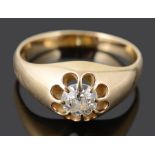 A Victorian style single stone diamond set ring