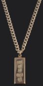 A contemporary 9ct gold ingot on chain