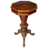 A Victorian burr walnut sewing table