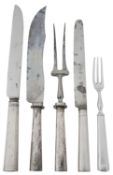 A matched selection of forty Italian table knives with silver plated handles