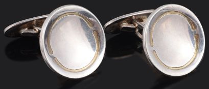 A pair of Georg Jensen silver circular dish shaped cufflinks