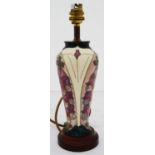 A modern Moorcroft pottery 'Foxglove' pattern table lamp designed by Rachel Bishop