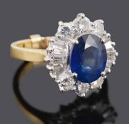 An attractive sapphire and diamond set fancy cluster ring