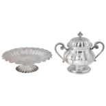 Four pieces of Italian .800 silver to include a twin handled sugar basin and cover
