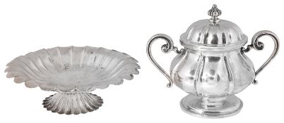 Four pieces of Italian .800 silver to include a twin handled sugar basin and cover