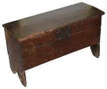 A mid 17th century small six plank oak coffer c.1650