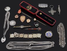 A 19th Century carved coral eagle head pin and a collection of other jewellery