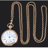 An American 10k gold top wind open faced ladies Waltham pocket watch; one other